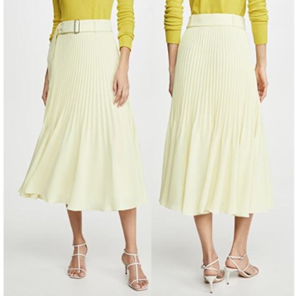 Club Monaco Split Pleated Belted Midi Skirt - Picture 1 of 8